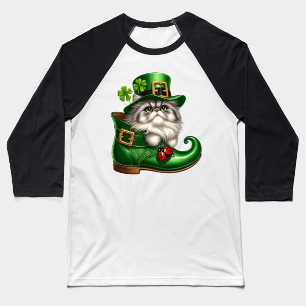 Persian Cat Shoes For Patricks Day Baseball T-Shirt by Chromatic Fusion Studio